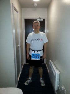 Doing it for danceaid! Neil - before he set off on his 1st ever marathon