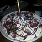 My post-marathon dessert - a big plate of ice-cream, chocolate, meringue and a huge sparkler!