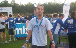 Matt Barber after completing the 2012 Chester marathon for danceaid!
