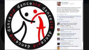 Rio's official facebook status confirming his future involvement with danceaid!